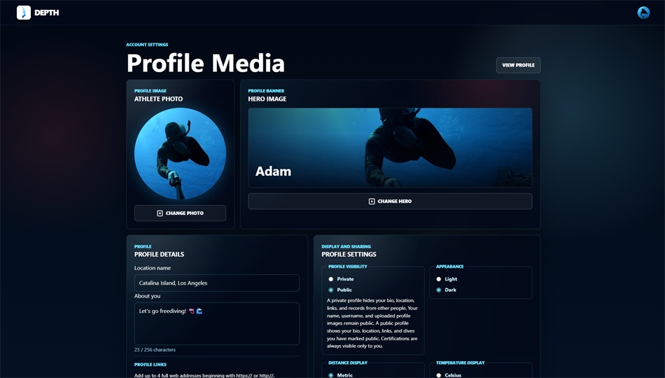 Depth settings for profile photos, visibility and display preferences